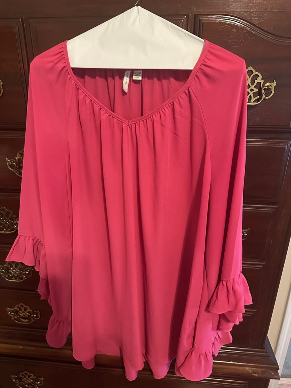 Cato Hot Pink Ruffle Sleeve Blouse